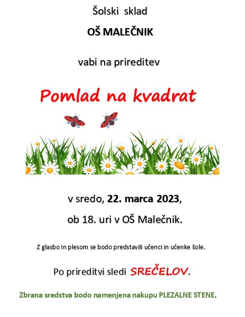 VABILO na prireditev Pomlad na kvadrat 2023